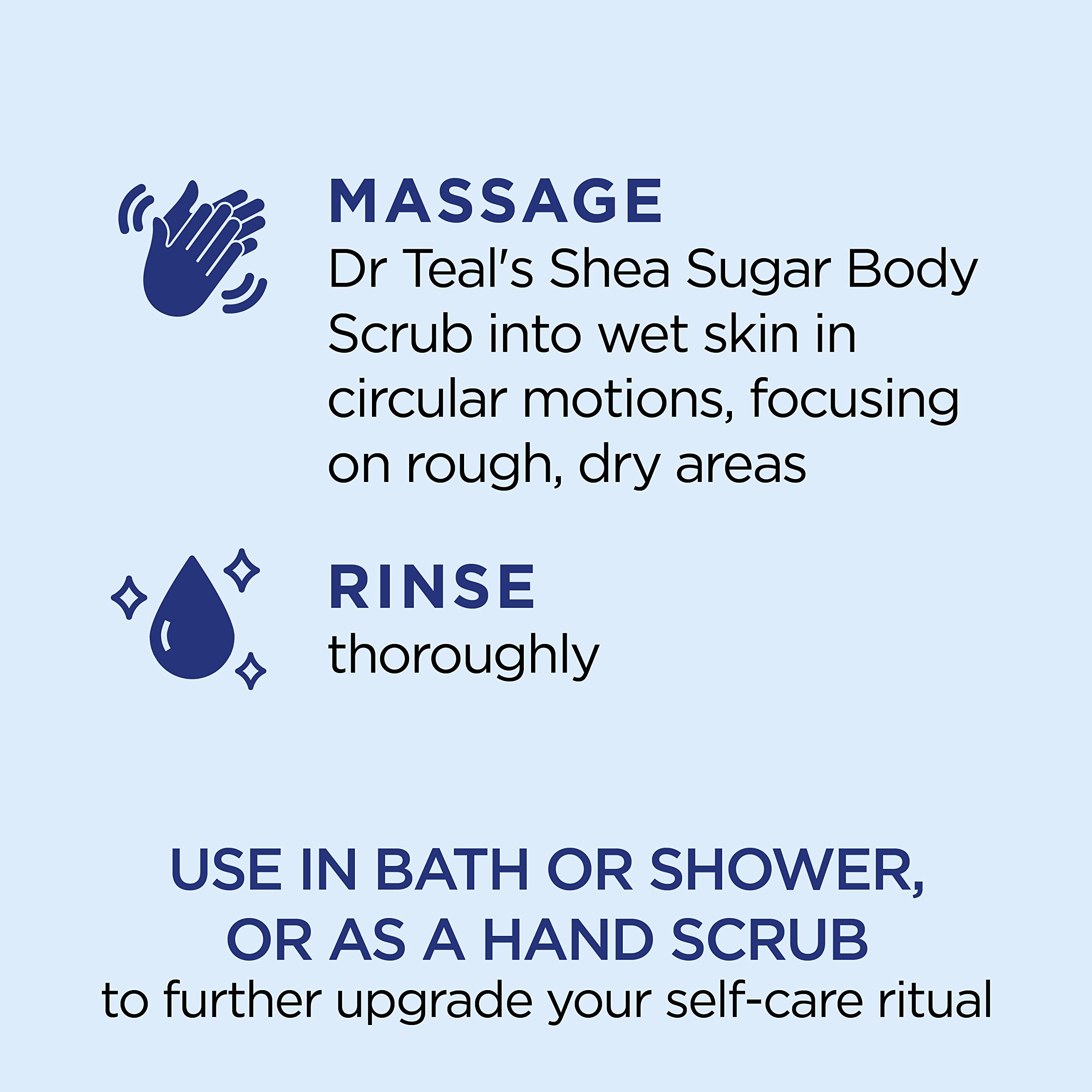 Dr Teal's Shea Sugar Scrub Trial Pack, Rose, Shea Butter, Citrus 19 oz (Pack of 3)